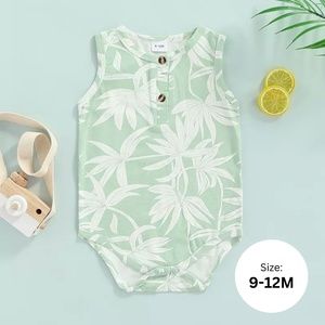 9-12M | BABY BOY SHORT SLEEVE ONESIE | LEAF PRINT